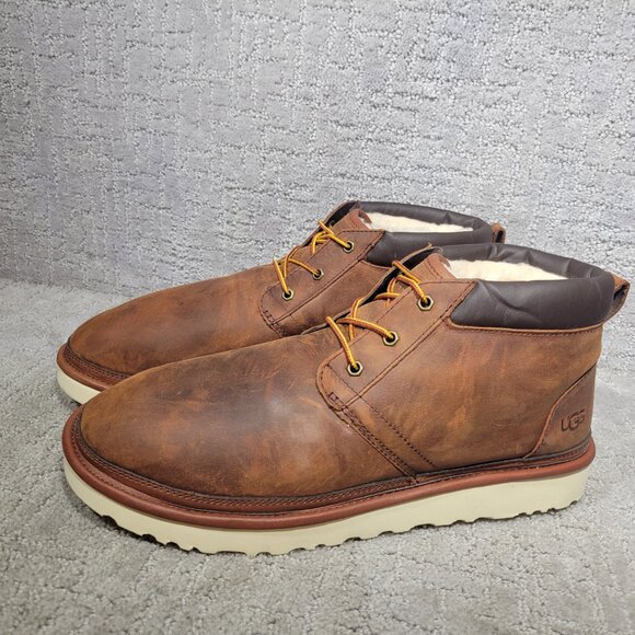 UGG Neumel 1106994 Mens Size US 13 Gingerbread Brown Leather Utility Chukka Boot - Picture 3 of 11